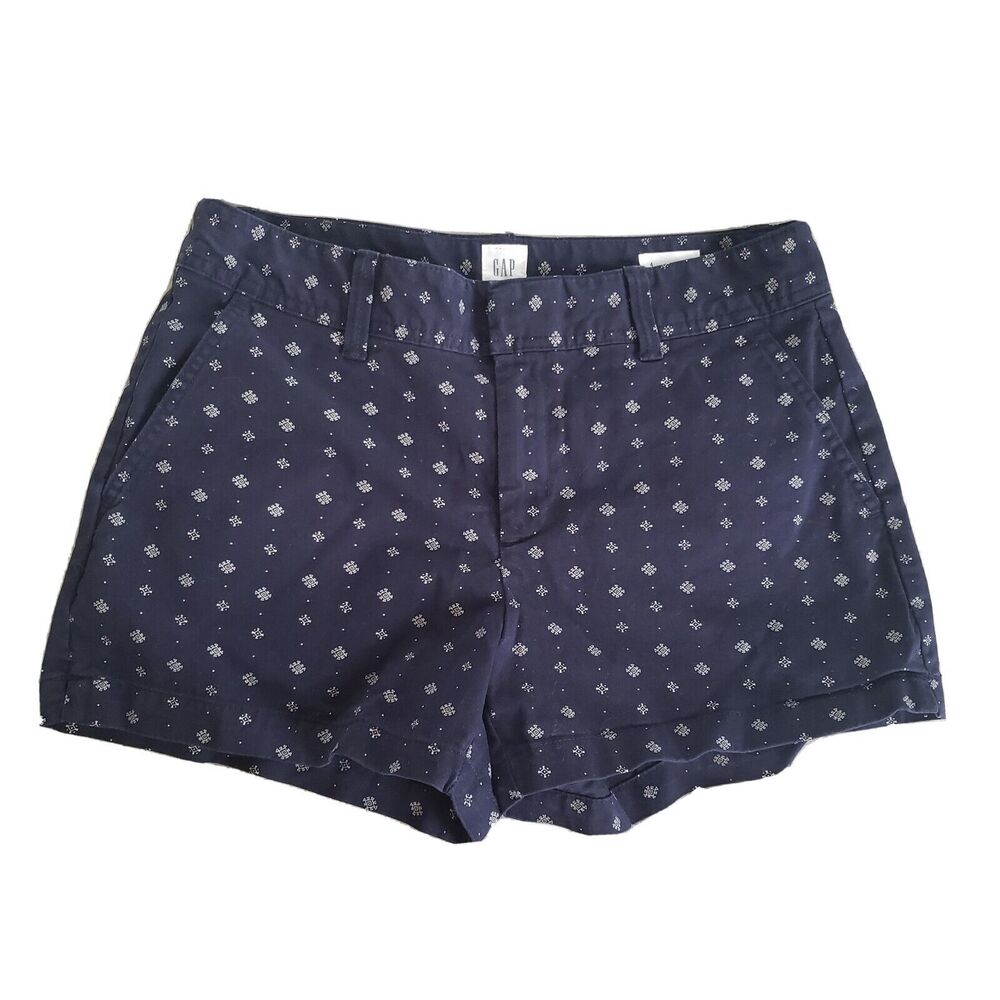 Gap City Size 4 Short Shortie Cotton Navy Abstract Geometric Print Beach Casual